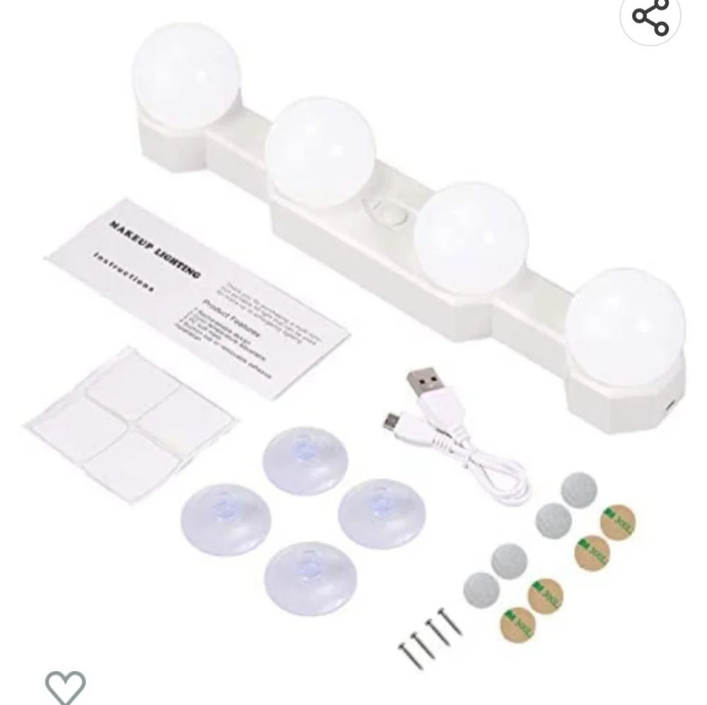 Portable LED Makeup Lights, 2000mha Rechargeable Vanity Mirror Lights kit with 4